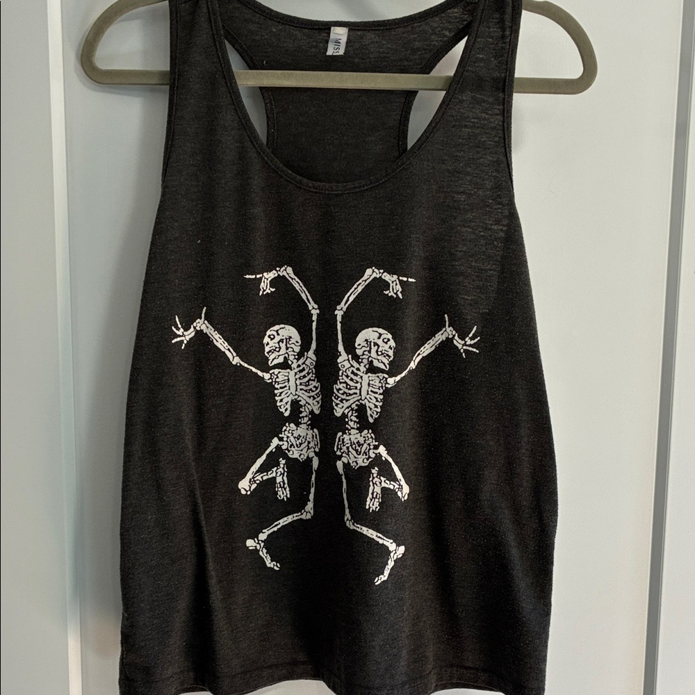 Black Skeleton Graphic Racerback Tank Top
